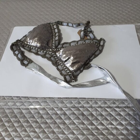 NWT Sugarfree sequin crochet metallic bikini top & bottom set - Picture 16 of 16